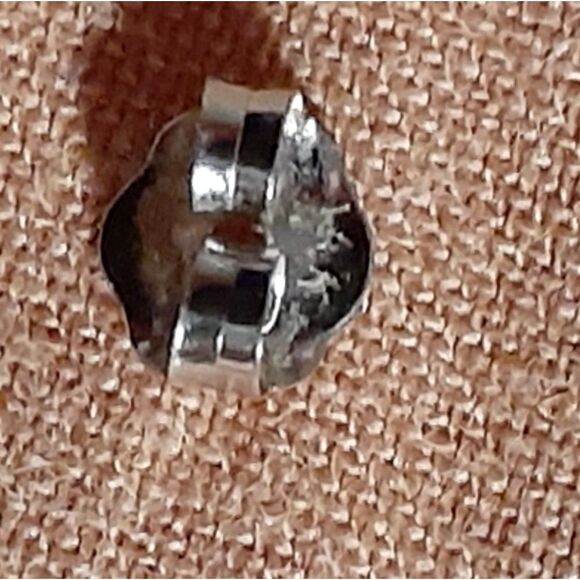 Gold earrings 14k solid white gold stud earrings sphere faceted Disco ball round - Picture 6 of 9